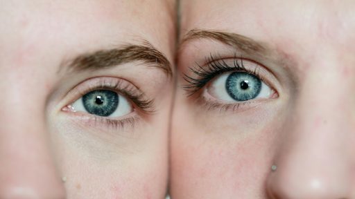 photo of woman's face reflection