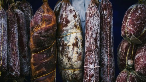 hanging raw meats