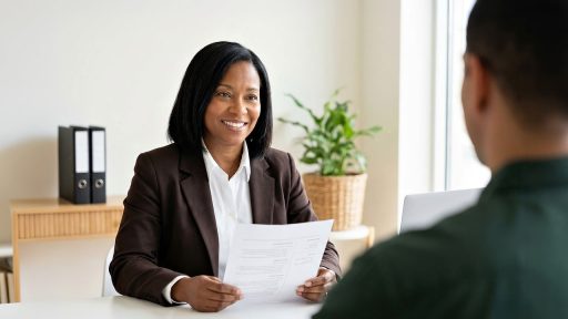 Retailmanager in gesprek met een medewerker aan een bureau in een winkelkantoor